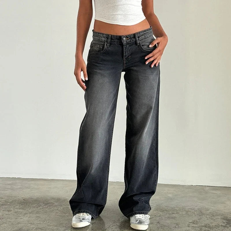 Justina | Mid Rise Wide Leg Jeans