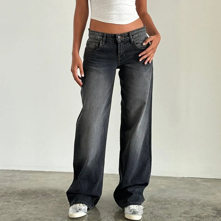 Justina | Mid Rise Wide Leg Jeans
