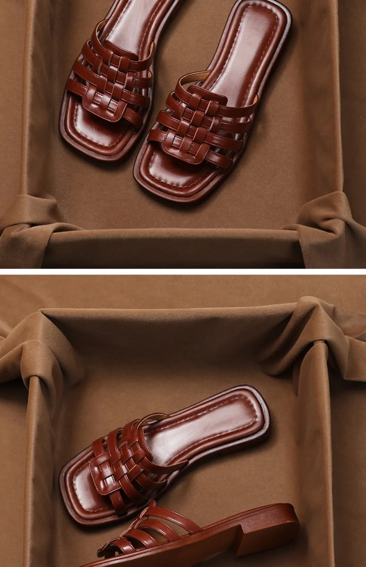 Andreanne | Hand Woven Square Toe Slides