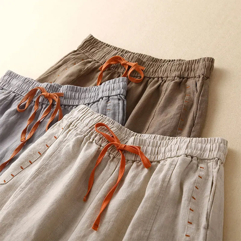 Odilia | Cotton Linen Drawstring Trousers