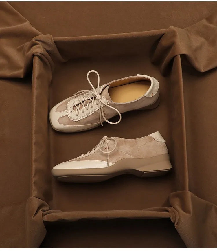 Noeline | Leather Lace-Up Square Toe Heels