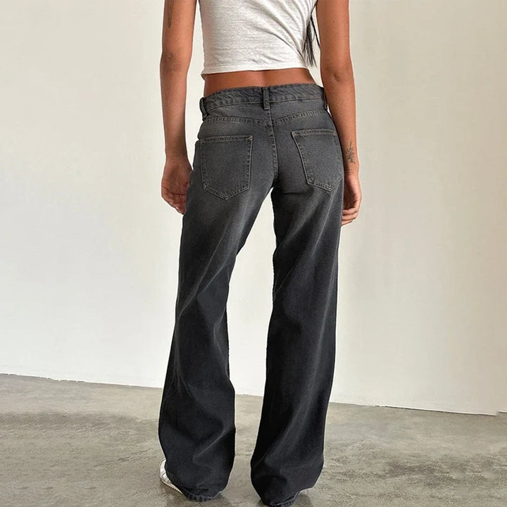 Justina | Mid Rise Wide Leg Jeans