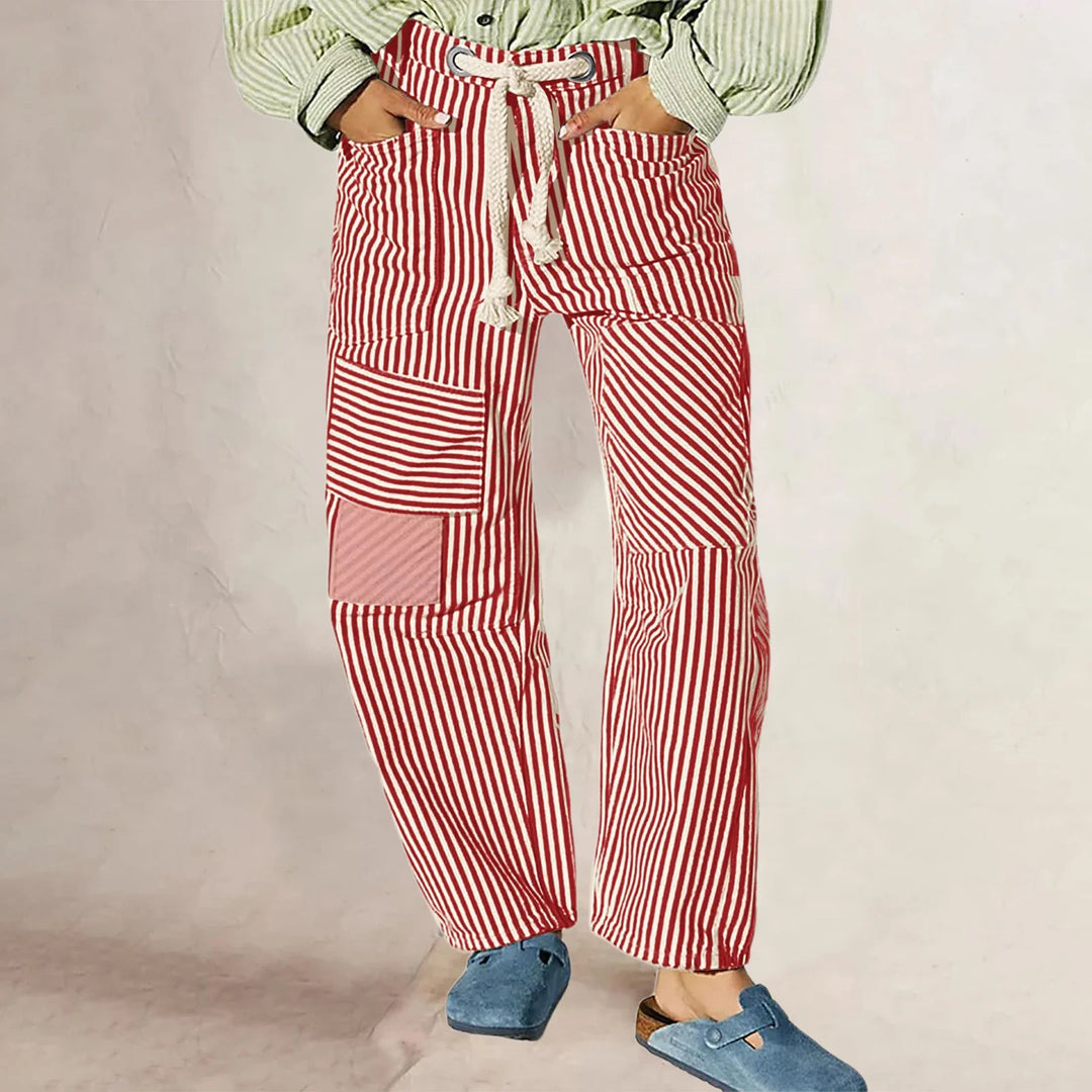 Oralie | Striped Cotton Linen Trousers