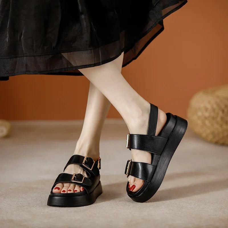 Cesarine | Double Buckle Platform Sandals