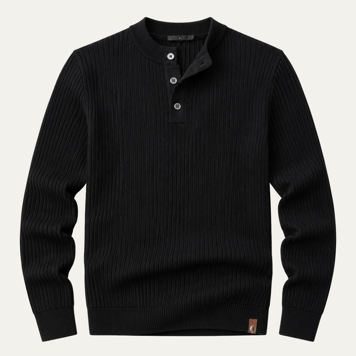 Mathieu | Ribbed Wool Henley Knit