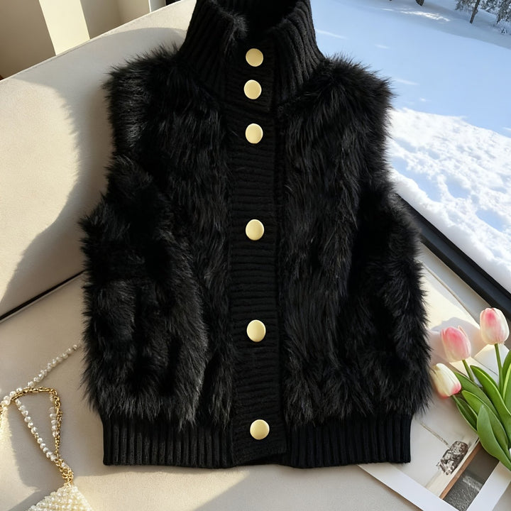 Ermeline | Faux Fur Stand Collar Vest