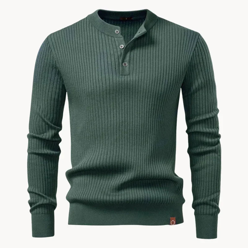 Mathieu | Ribbed Wool Henley Knit