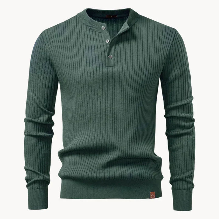 Mathieu | Ribbed Wool Henley Knit