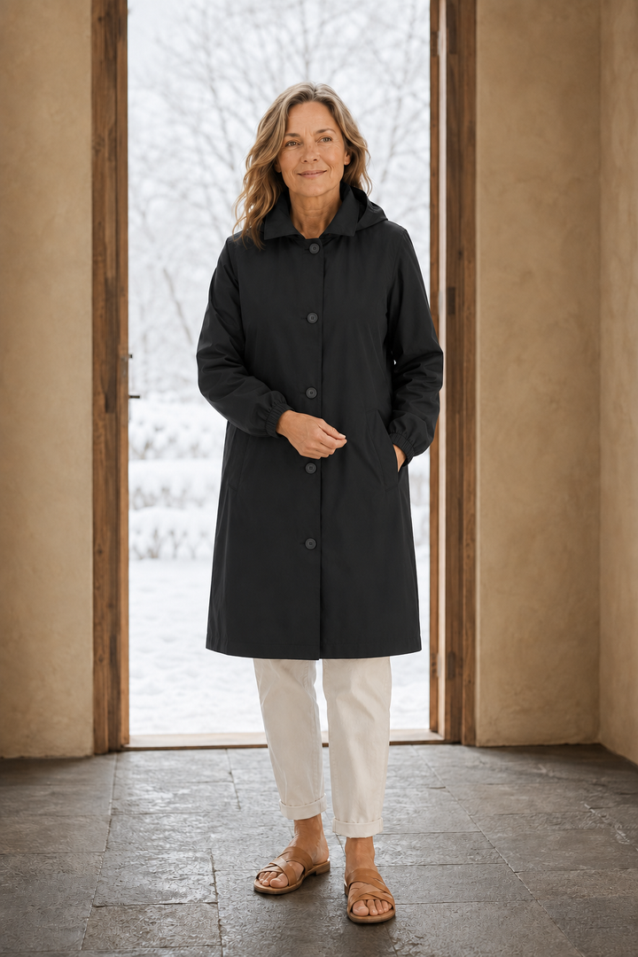 Adelaide | Hooded Water-Resistant Trench - Black