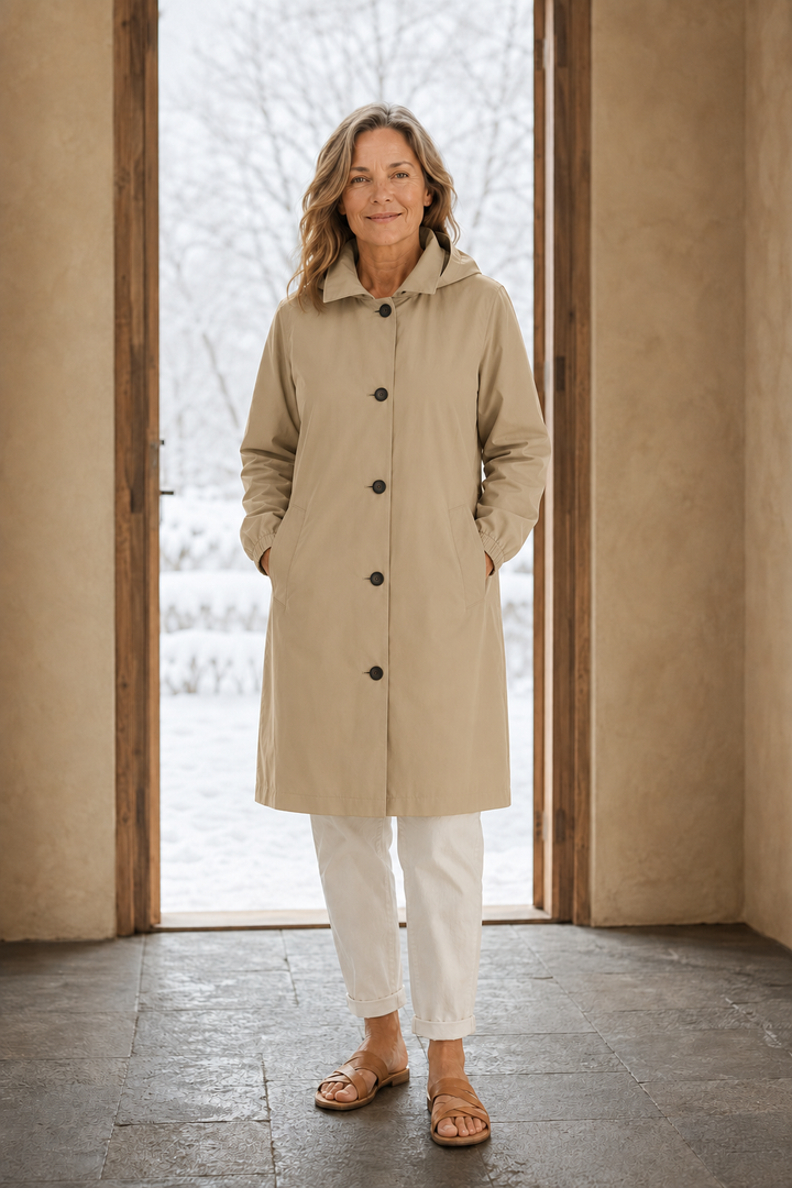 Adelaide | Hooded Water-Resistant Trench - Khaki