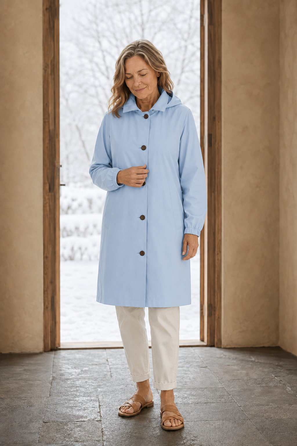 Adelaide | Hooded Water-Resistant Trench - Light Blue