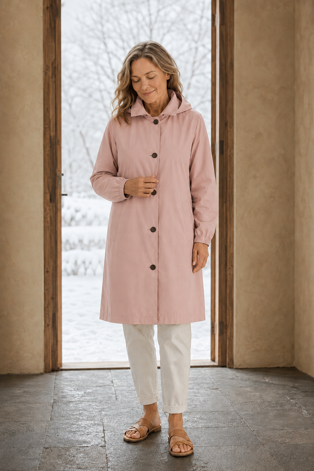 Adelaide | Hooded Water-Resistant Trench - Pink