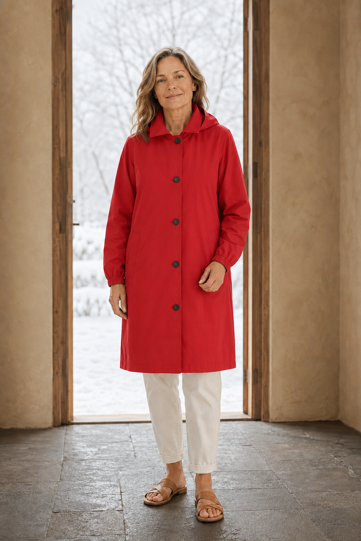 Adelaide | Hooded Water-Resistant Trench - Red