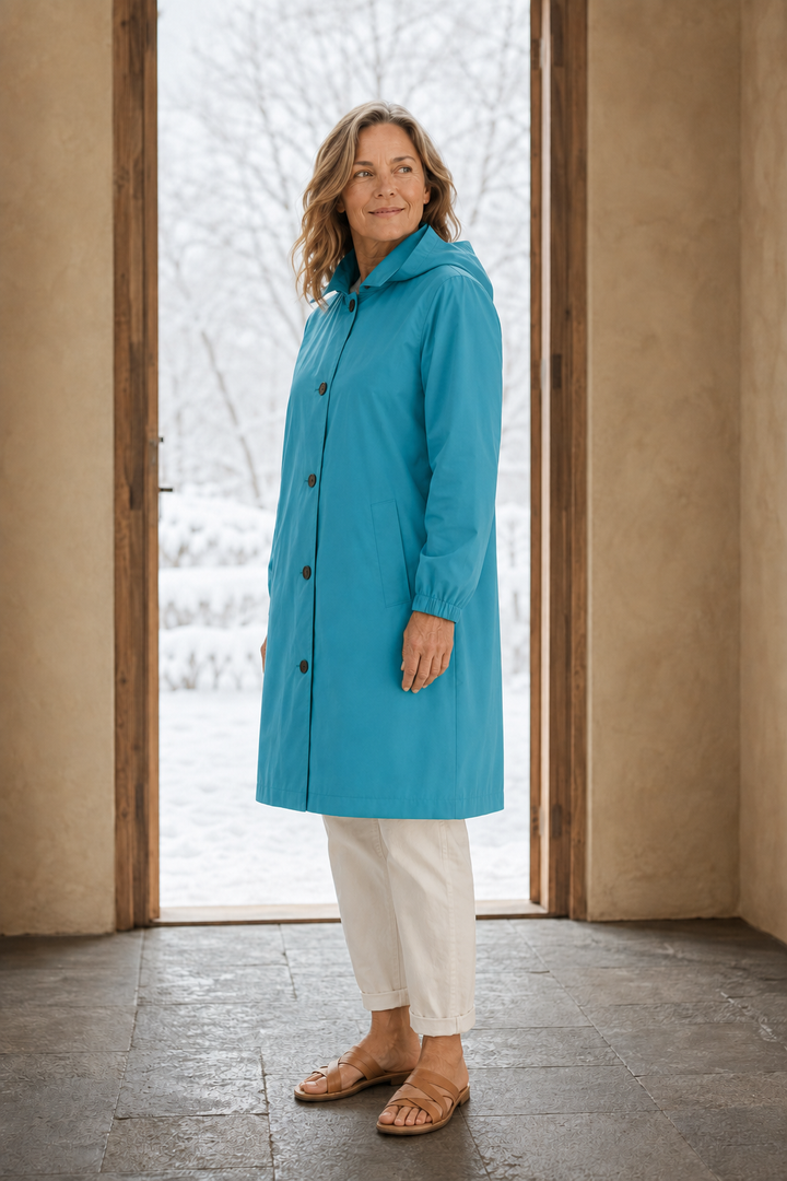 Adelaide | Hooded Water-Resistant Trench - Blue