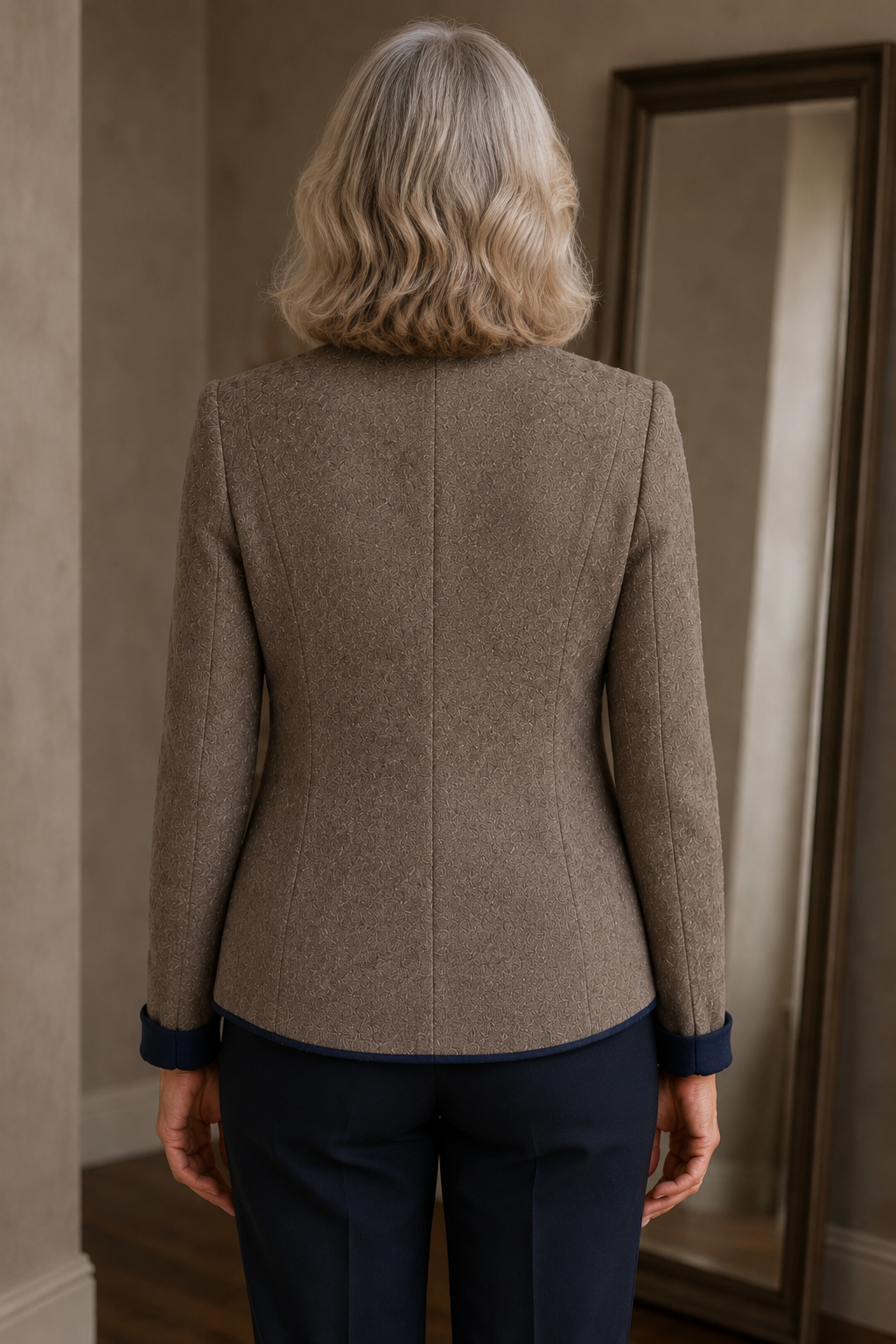 Adele | Notch Lapel Tailored Blazer - Taupe Grey
