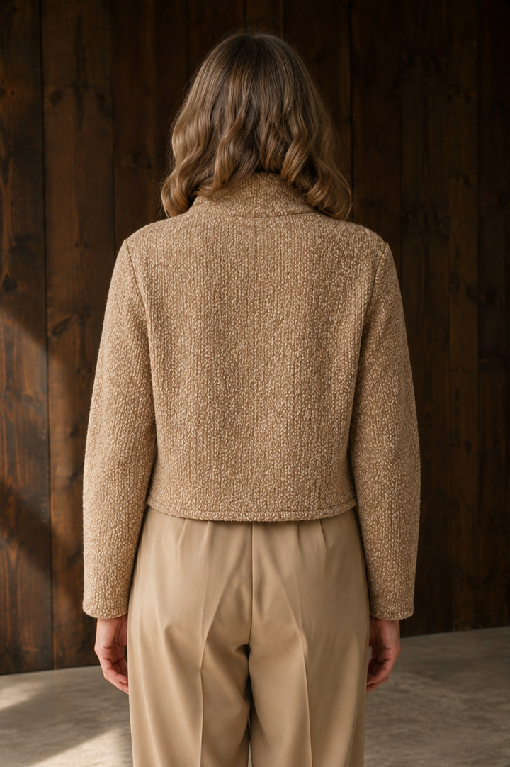 Adeline | Tailored Wool-Blend Jacket - Gold-Beige