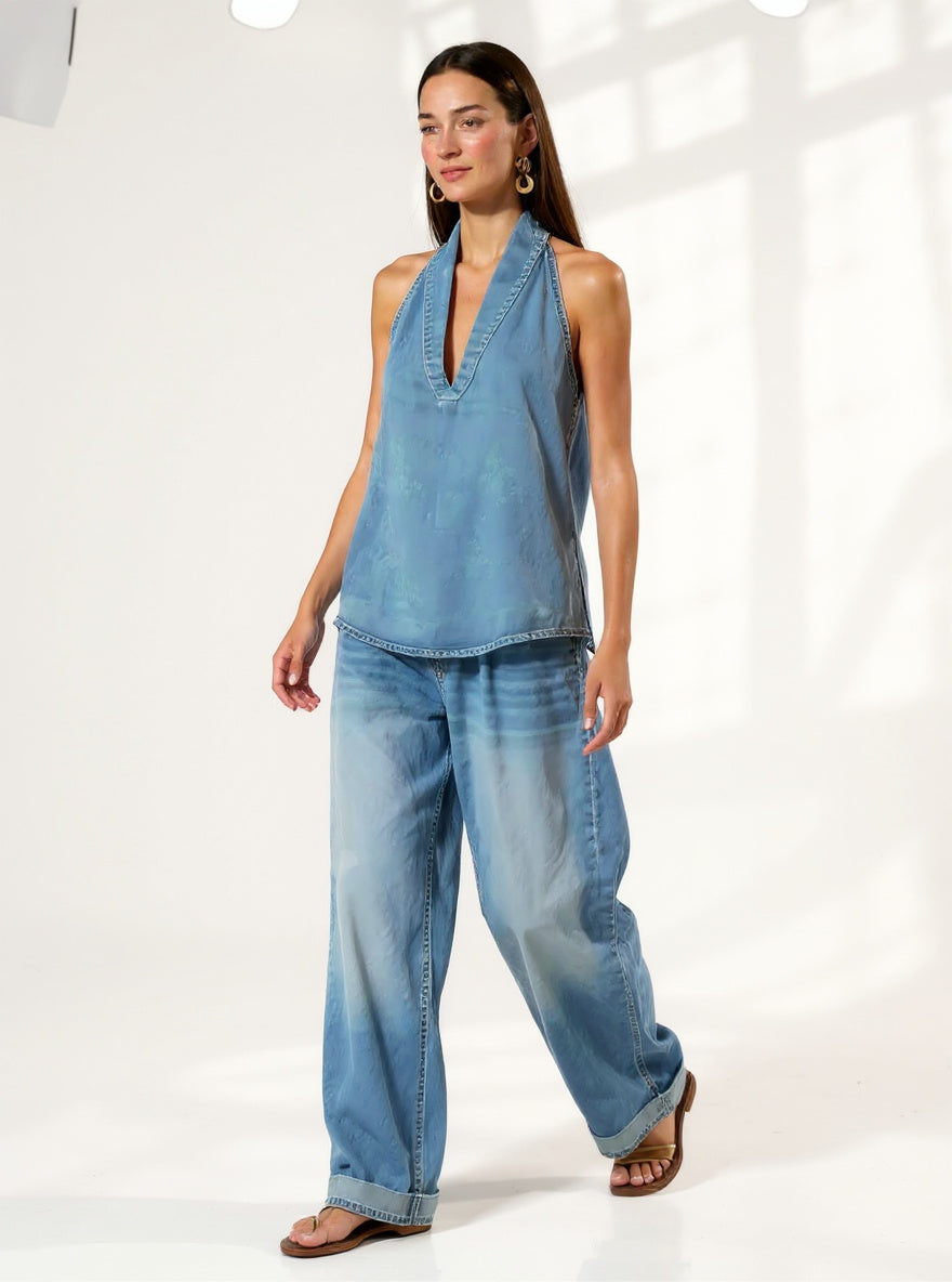 Evangeline | Washed Denim Vest and Trousers