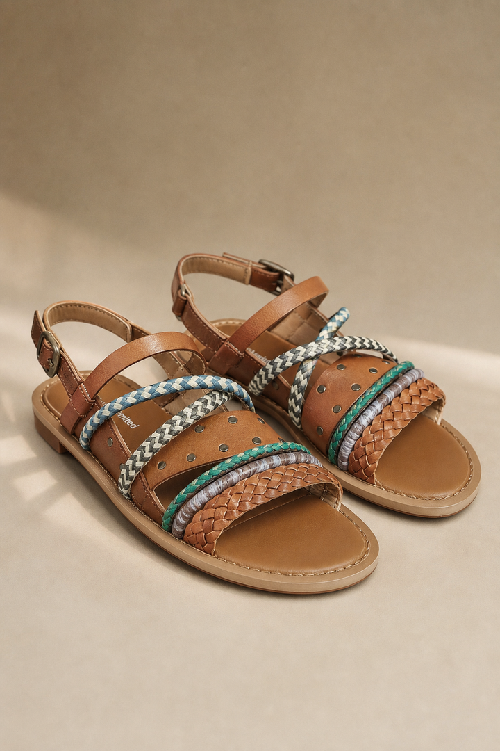 Isaline | Braided Cowhide Flat Sandals