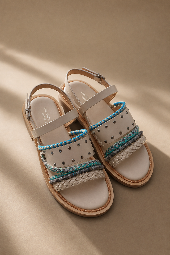 Isaline | Braided Cowhide Flat Sandals