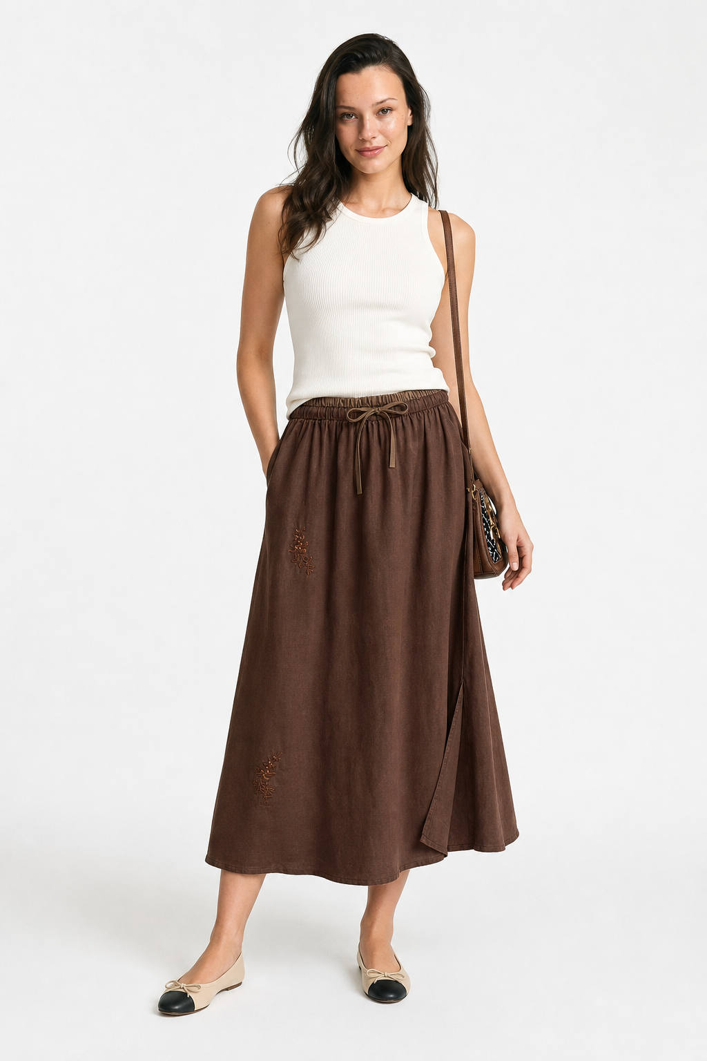 Eudoxie | Embroidered Organic Linen Skirt