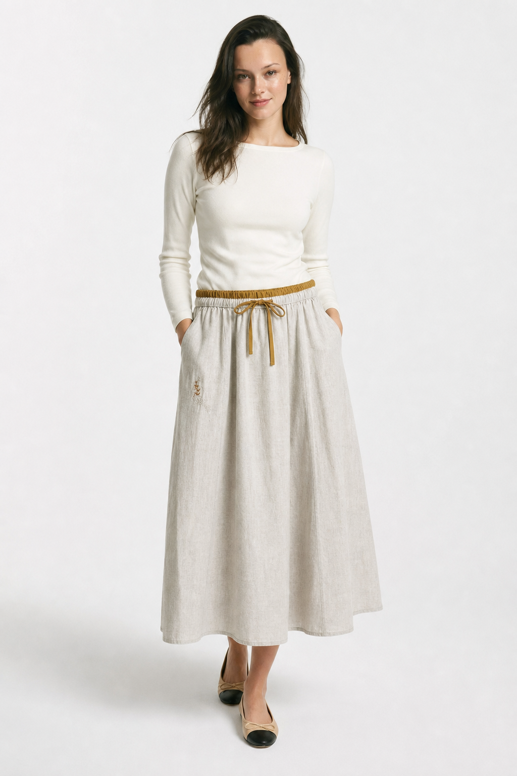 Eudoxie | Embroidered Organic Linen Skirt