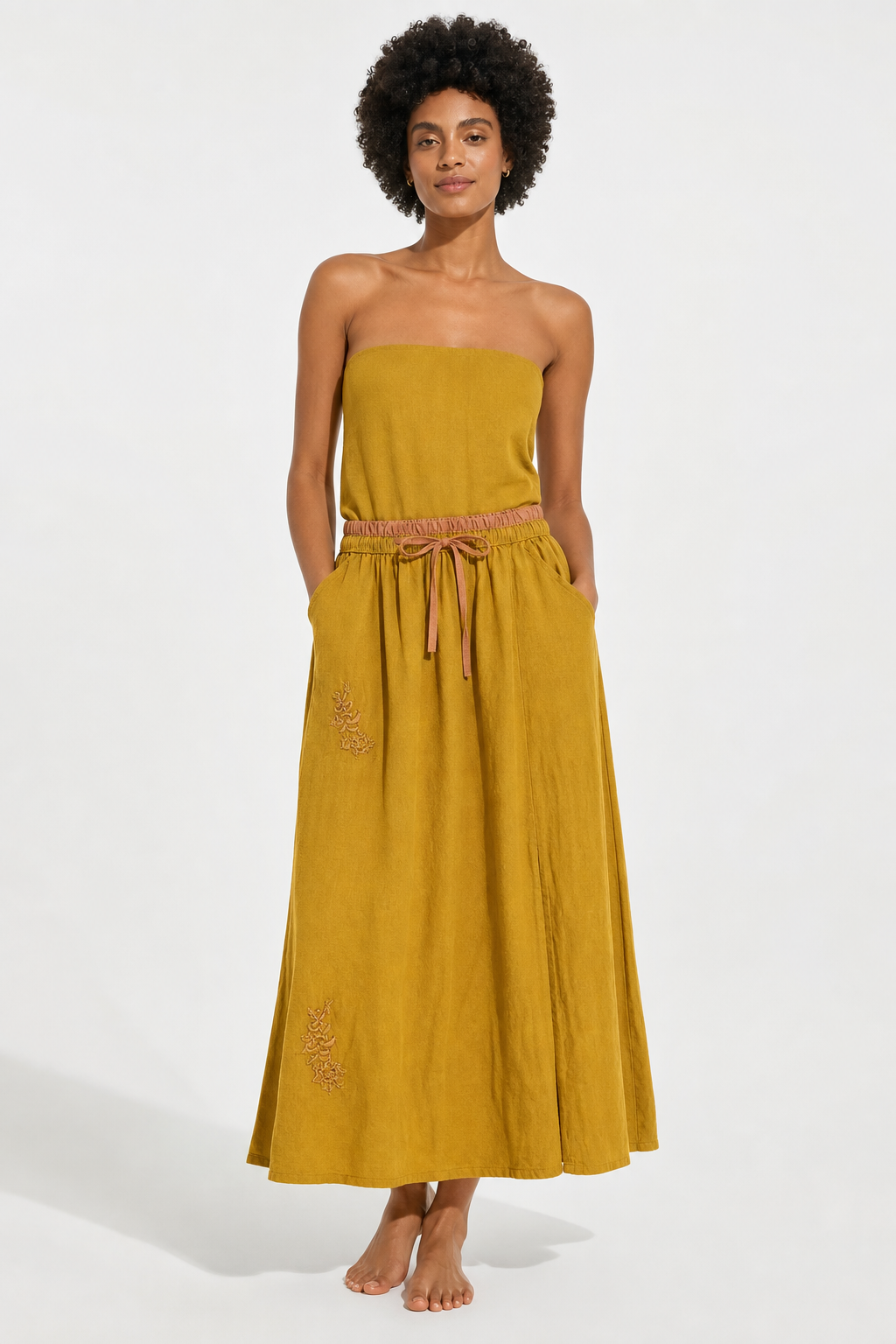 Eudoxie | Embroidered Organic Linen Skirt