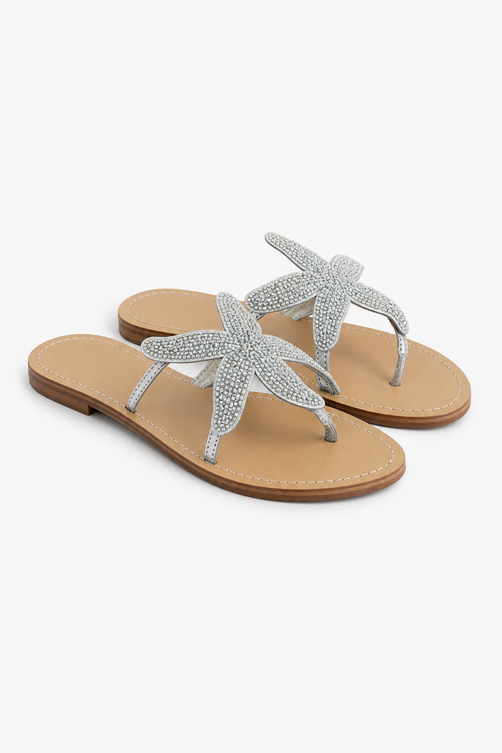 Ninette | Hand-Beaded Flat Slip-On Sandals