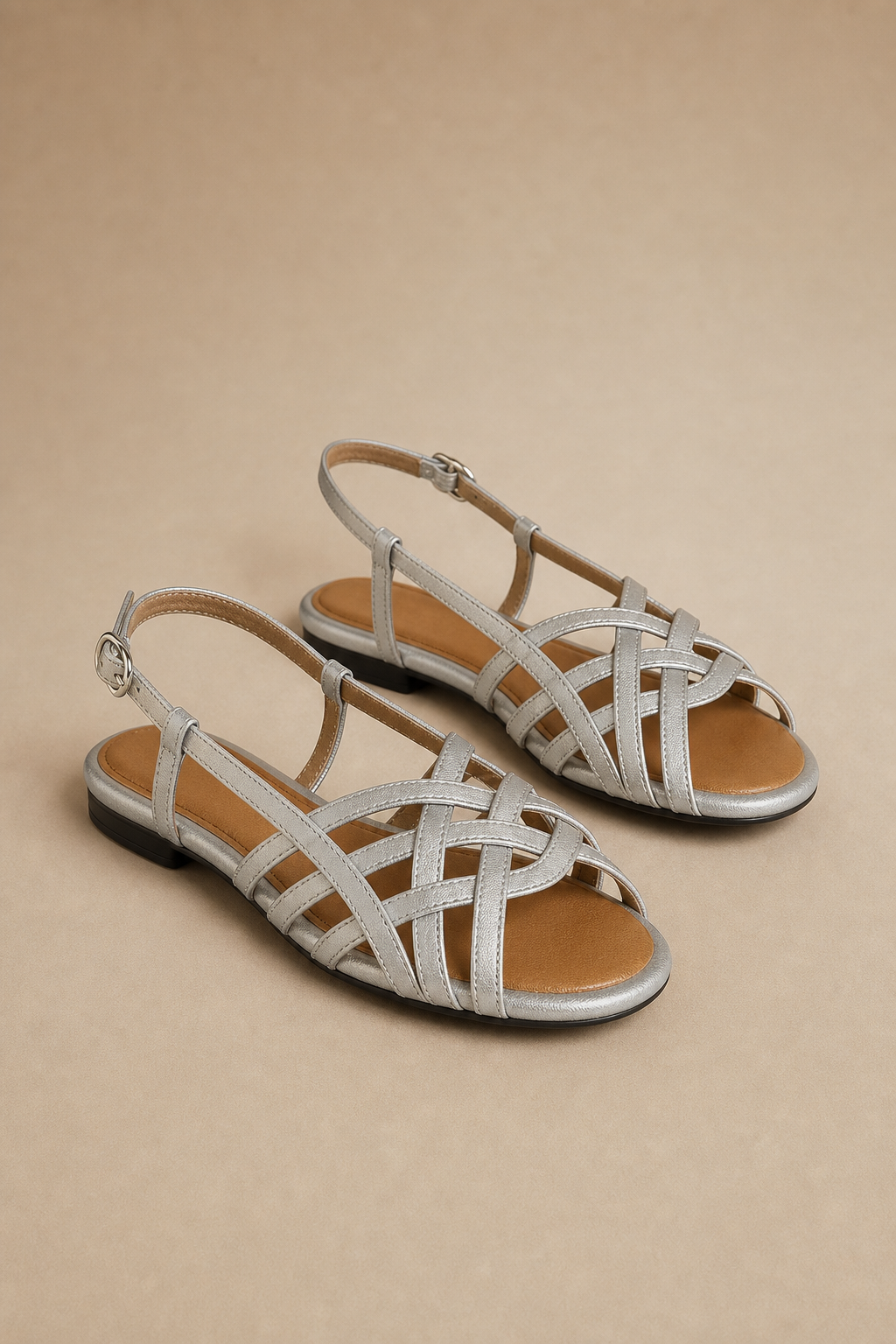 Nancy | Woven Ankle Strap Flat Sandals