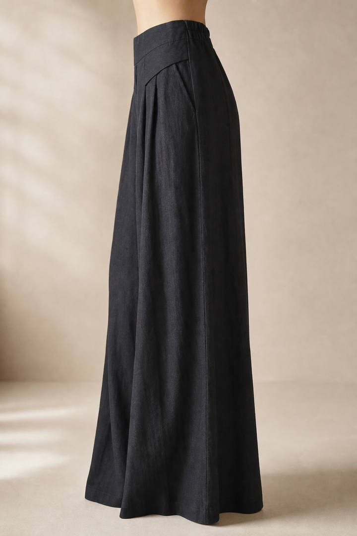 Leona | High Waist Linen Blend Trousers
