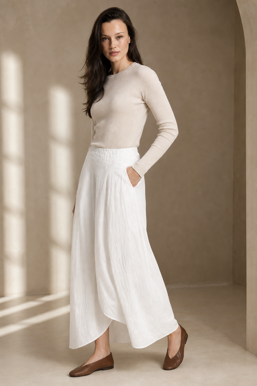 Leona | High Waist Linen Blend Trousers