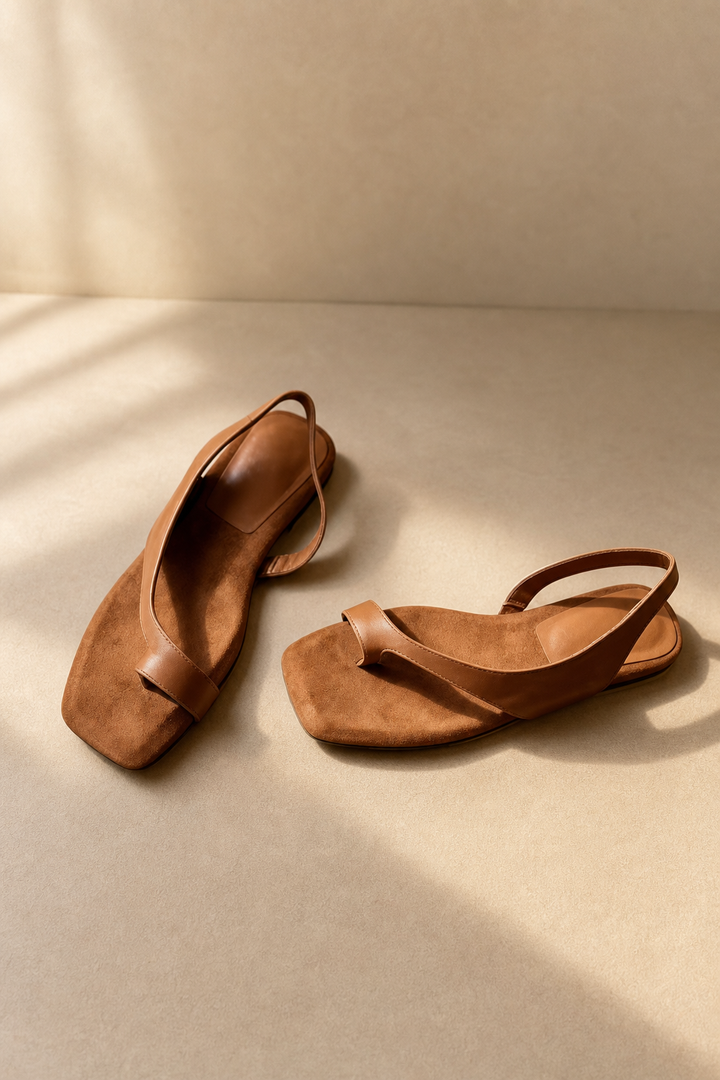 Lois | Toe Post Leather Flat Sandals