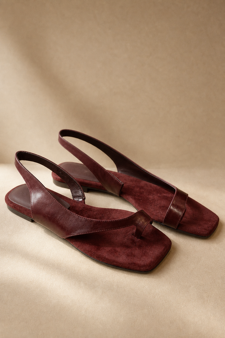 Lois | Toe Post Leather Flat Sandals