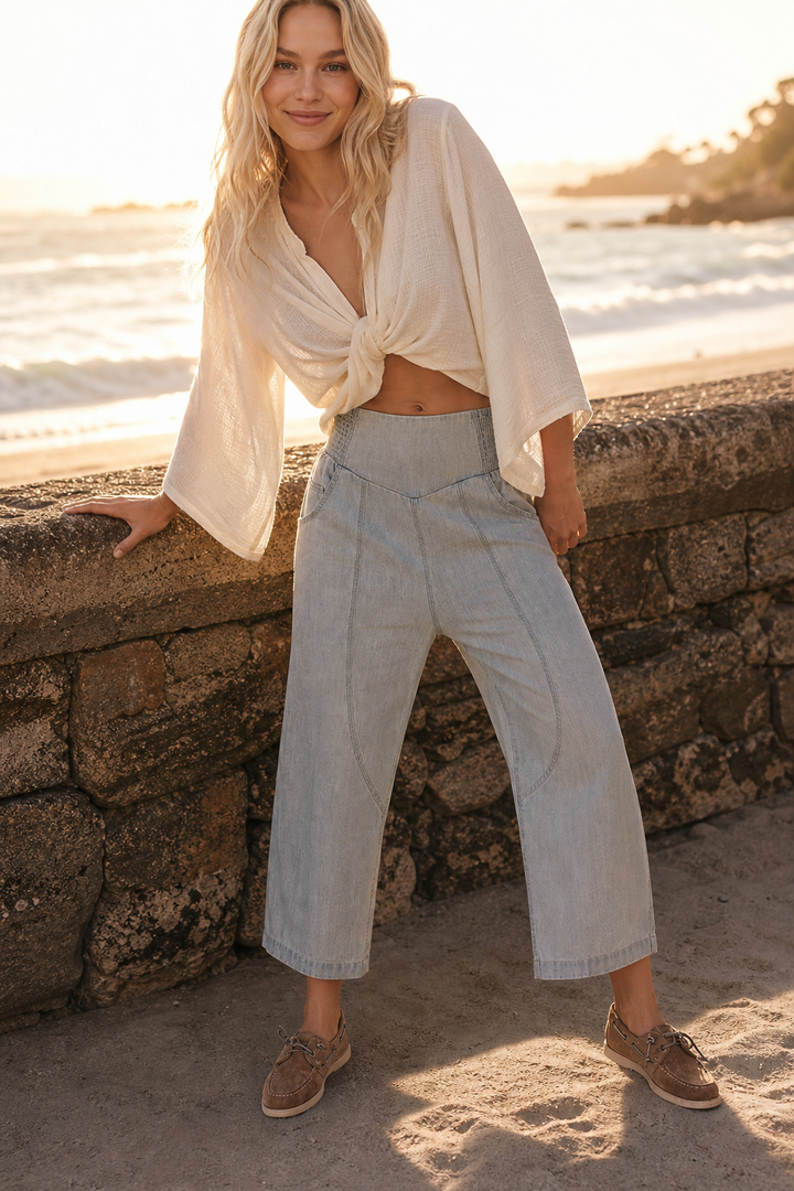 Palmyre | Curved Seam Cotton Linen Pants