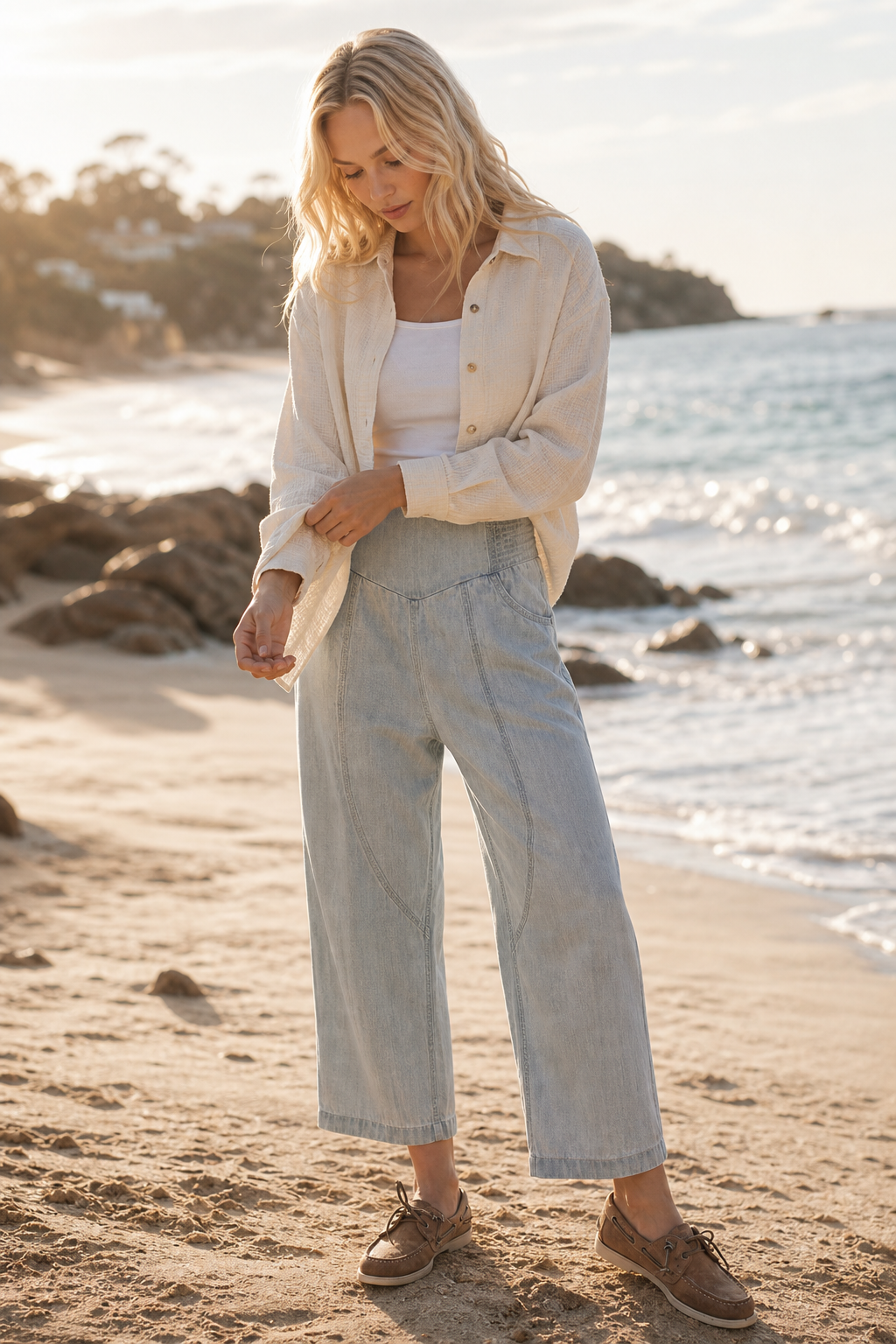 Palmyre | Curved Seam Cotton Linen Pants