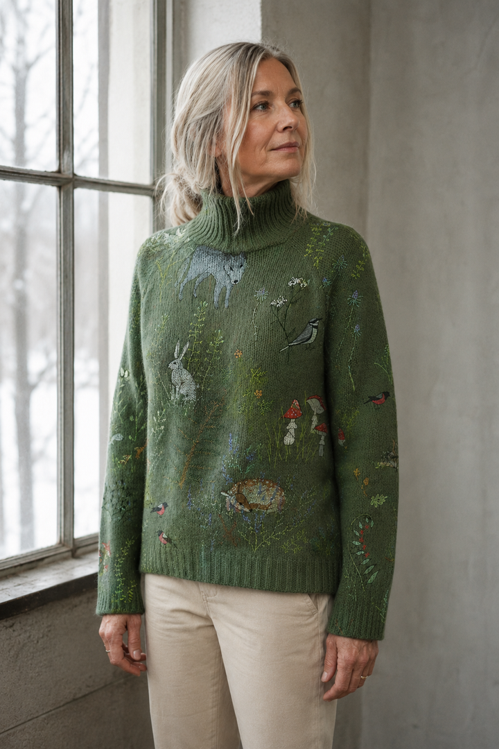 Aimelie | Elegant Turtleneck Sweater - Green