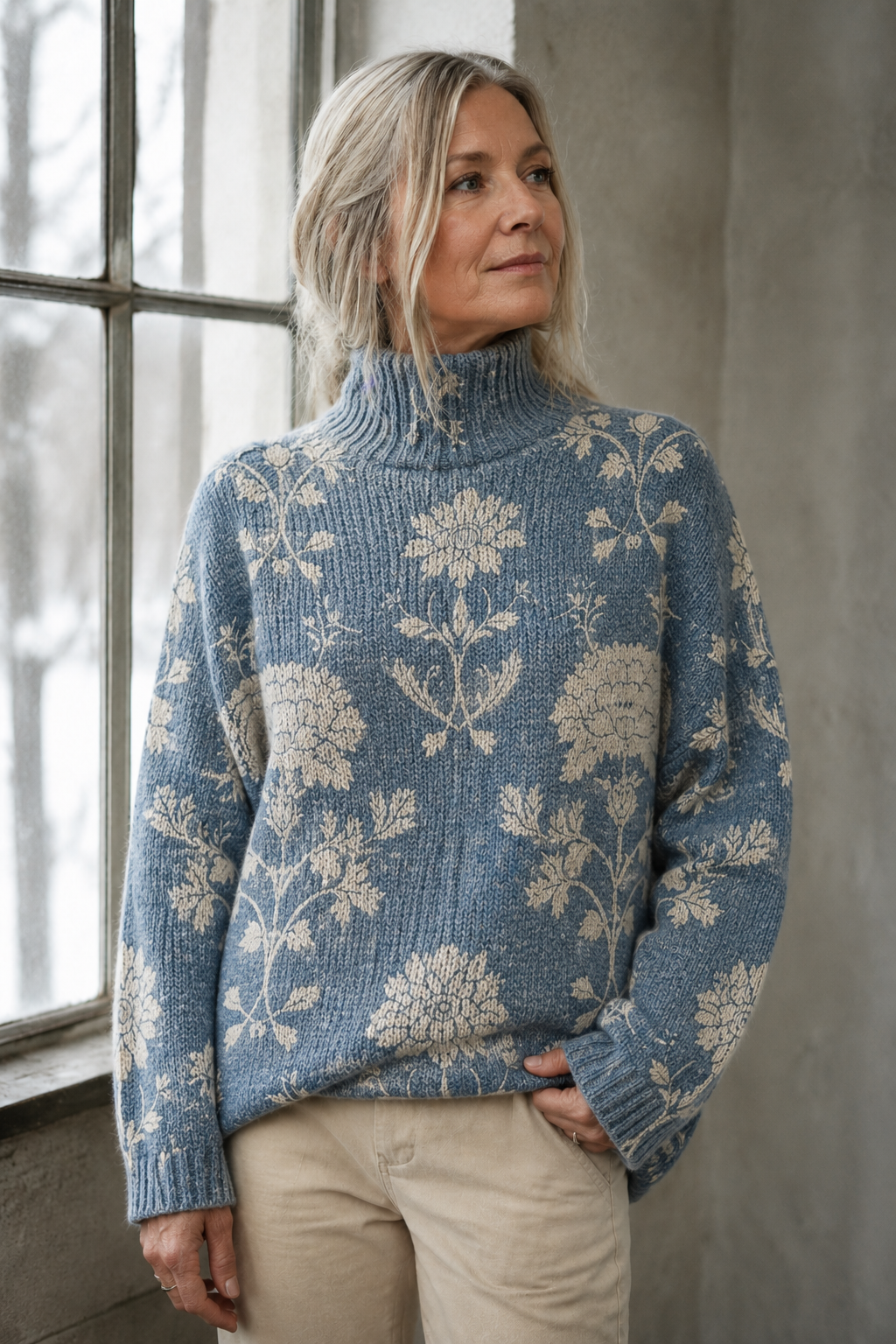Aimelie | Elegant Turtleneck Sweater - Light Blue