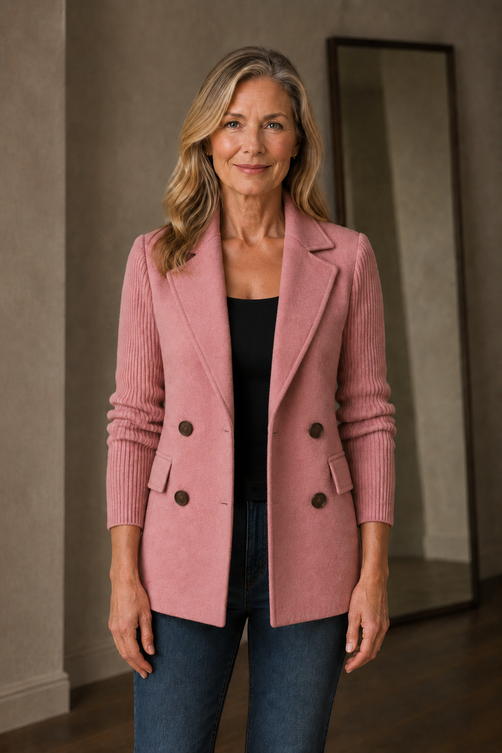Ama knit-sleeve blazer open