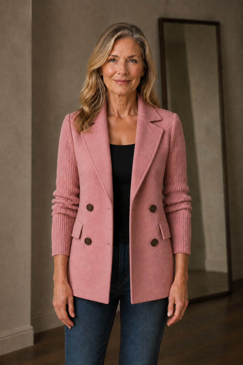 Ama knit-sleeve blazer open