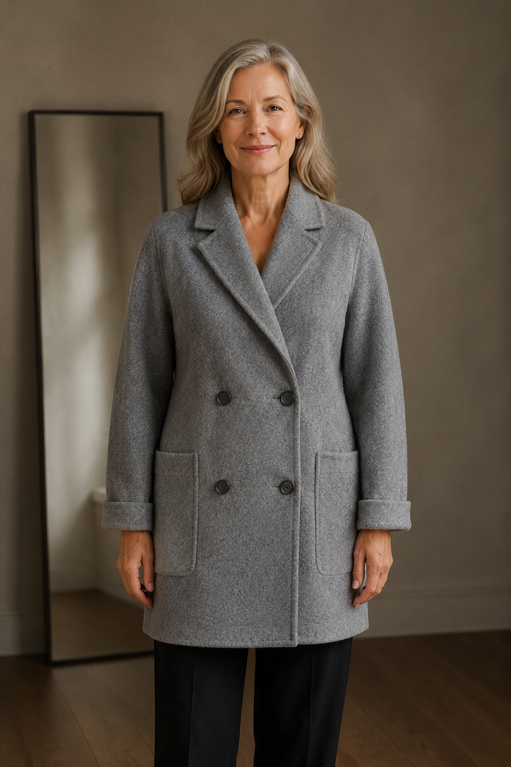 Amory wool herringbone coat closed