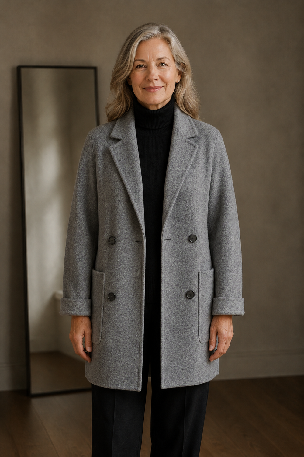 Amory wool herringbone coat open