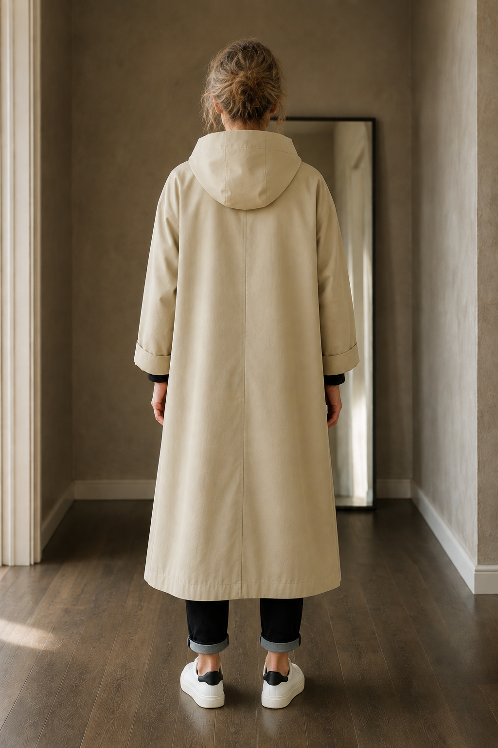 Anastasie | Longline Waterproof Coat - Beige