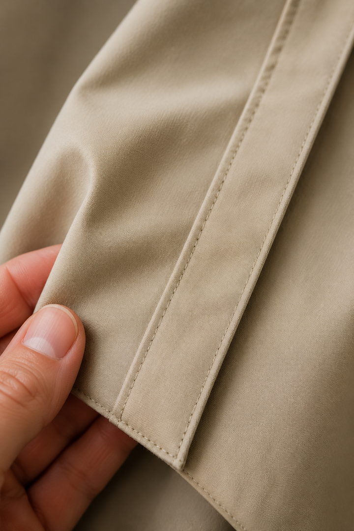 Anastasie | Longline Waterproof Coat - fabric close-up