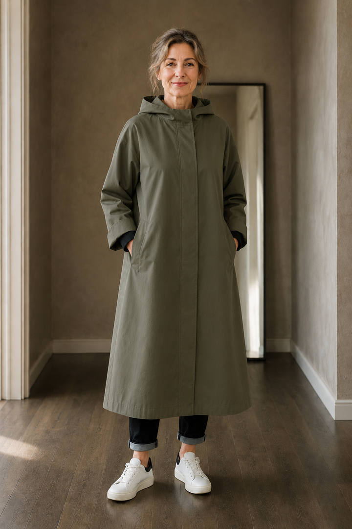 Anastasie | Longline Waterproof Coat - Green