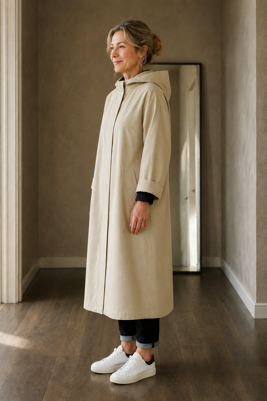 Anastasie | Longline Waterproof Coat - Beige