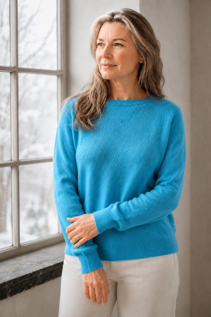 Anette | Warm sweater for cold days - Cyan