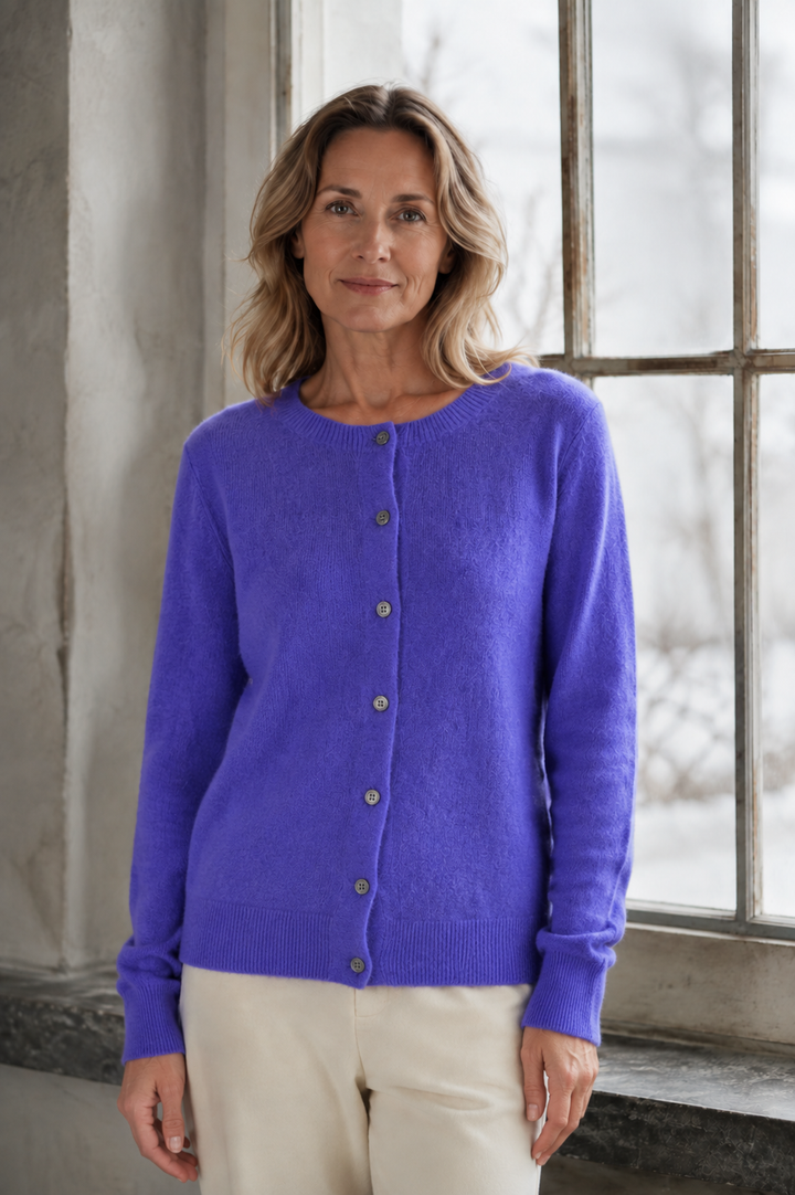 Anna | Merino Cardigan - Purple