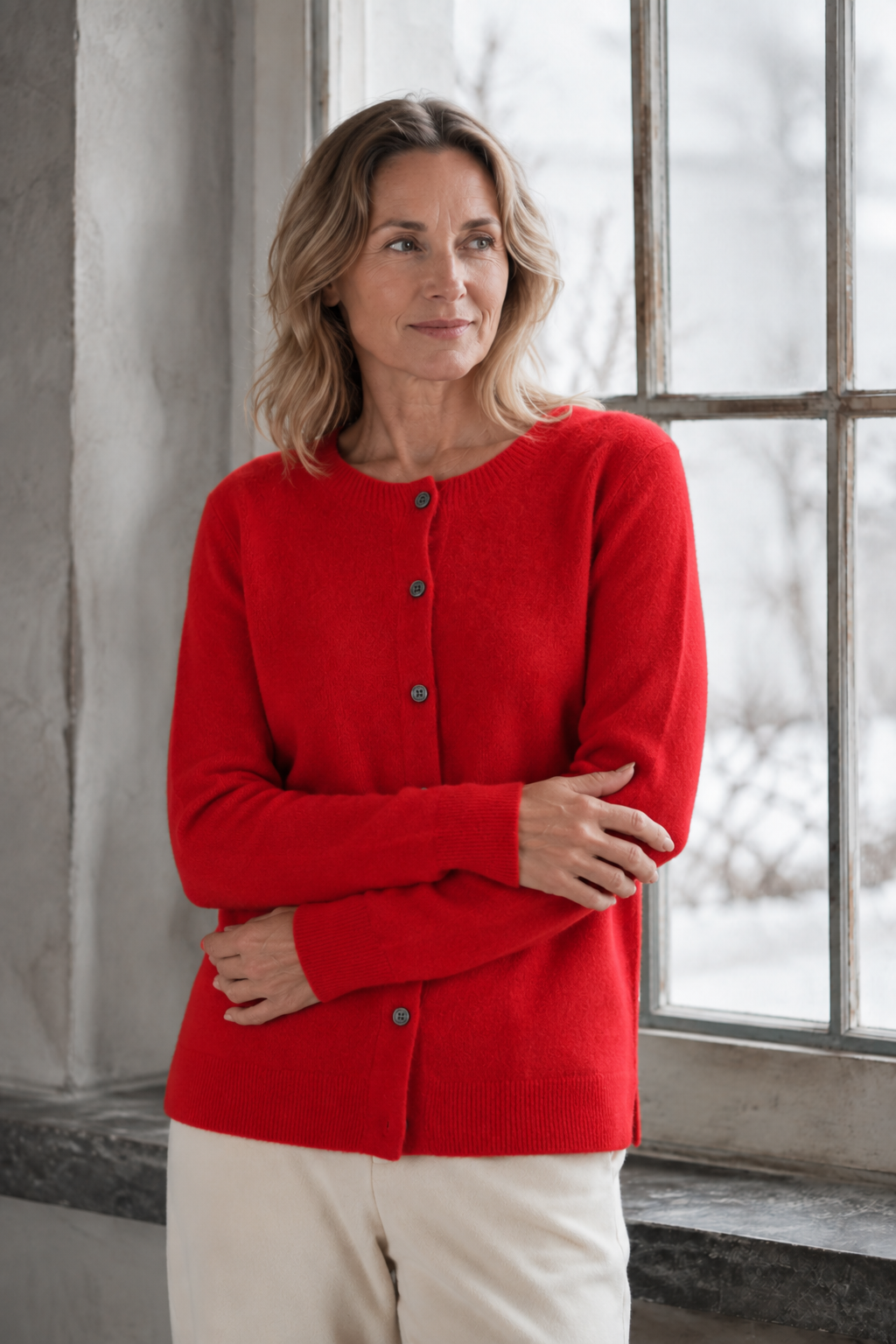 Anna | Merino Cardigan - Red