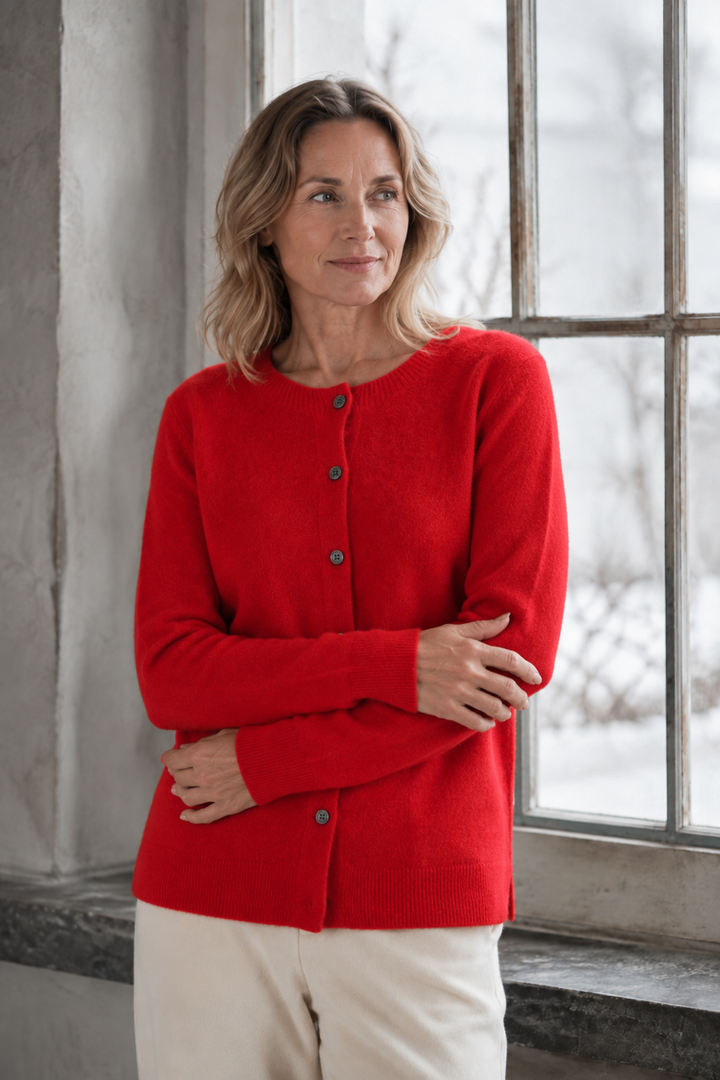 Anna | Merino Cardigan - Red