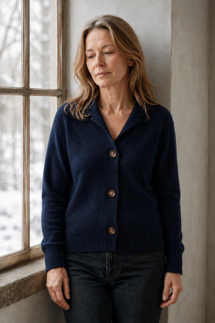 Annie™ | Knitted Cashmere Vest - Dark Blue