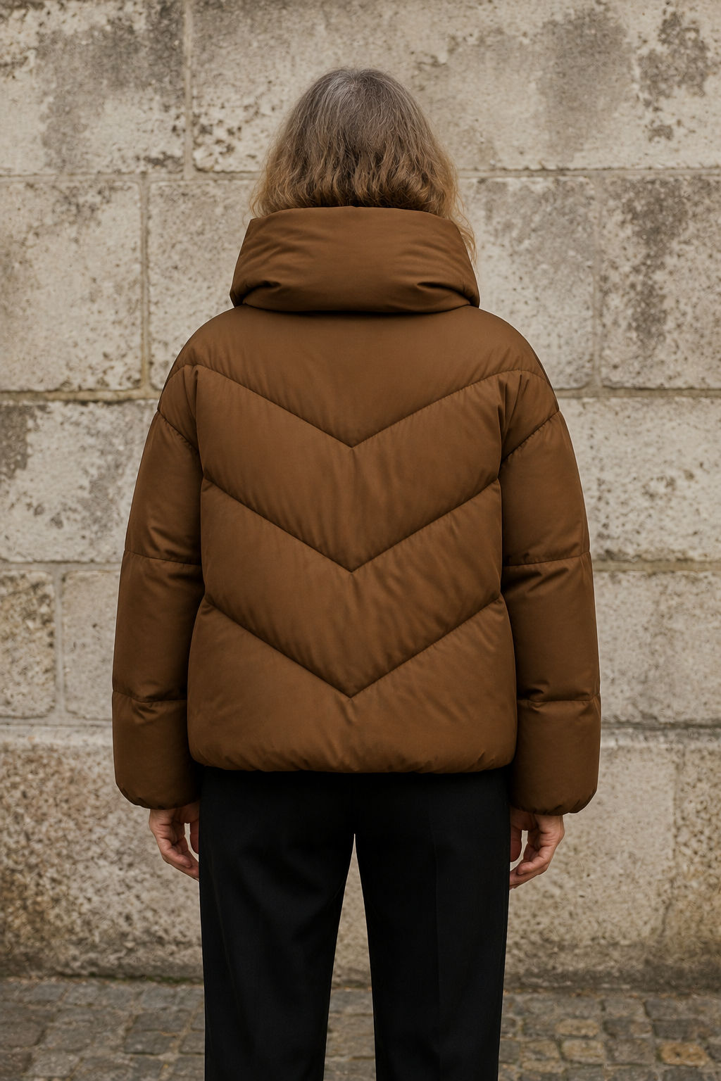 Anouk | 90% Down Cropped Puffer Jacket - Brown